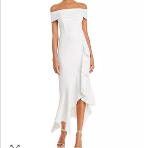Aqua Bloomingdales White Ruffle Gown